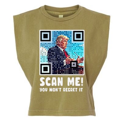 Trump Dance Troll Qr Funny President Trump Dance Code Back Garment-Dyed Women's Muscle Tee