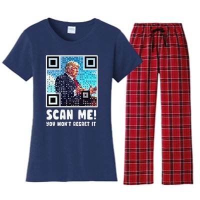 Trump Dance Troll Qr Funny President Trump Dance Code Back Women's Flannel Pajama Set