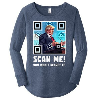 Trump Dance Troll Qr Funny President Trump Dance Code Back Women's Perfect Tri Tunic Long Sleeve Shirt