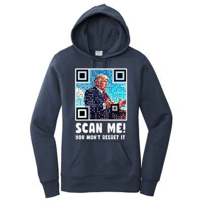 Trump Dance Troll Qr Funny President Trump Dance Code Back Women's Pullover Hoodie