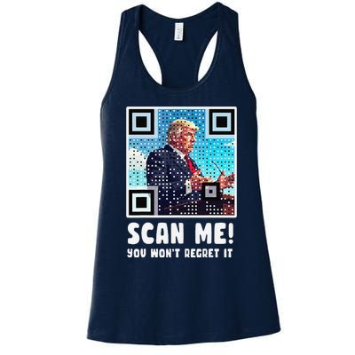 Trump Dance Troll Qr Funny President Trump Dance Code Back Women's Racerback Tank