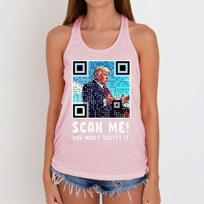 Trump Dance Troll Qr Funny President Trump Dance Code Back Women's Knotted Racerback Tank