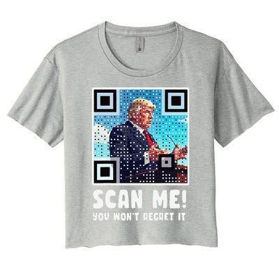 Trump Dance Troll Qr Funny President Trump Dance Code Back Women's Crop Top Tee