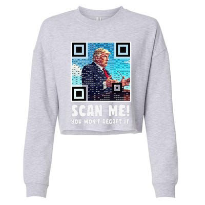 Trump Dance Troll Qr Funny President Trump Dance Code Back Cropped Pullover Crew