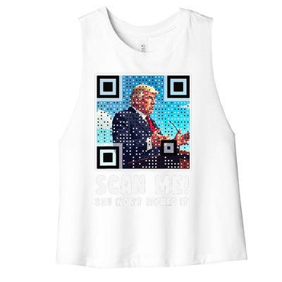 Trump Dance Troll Qr Funny President Trump Dance Code Back Women's Racerback Cropped Tank