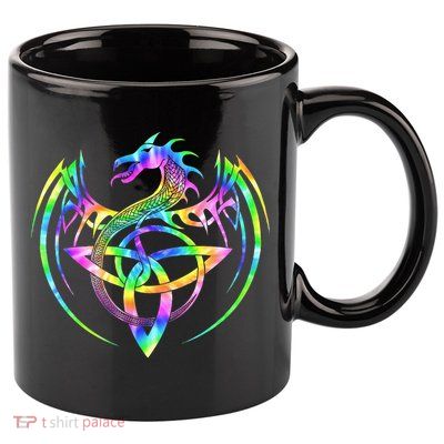 Tie Dye Tribal Celtic Knot Fantasy Dragon 11oz C Handle Ceramic Mug