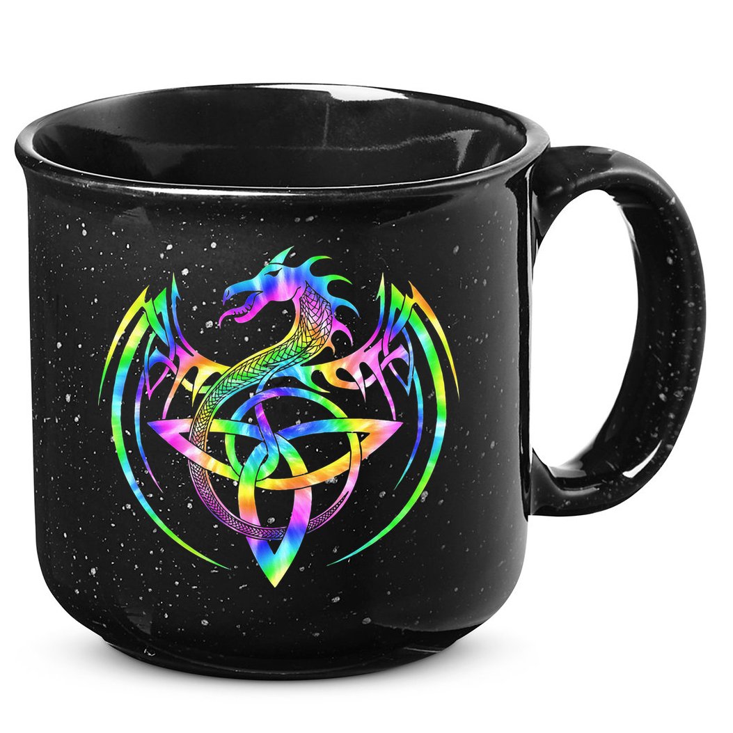 Tie Dye Tribal Celtic Knot Fantasy Dragon 15oz Campfire Ceramic Mug