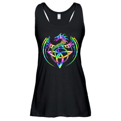 Tie Dye Tribal Celtic Knot Fantasy Dragon Ladies Essential Flowy Tank