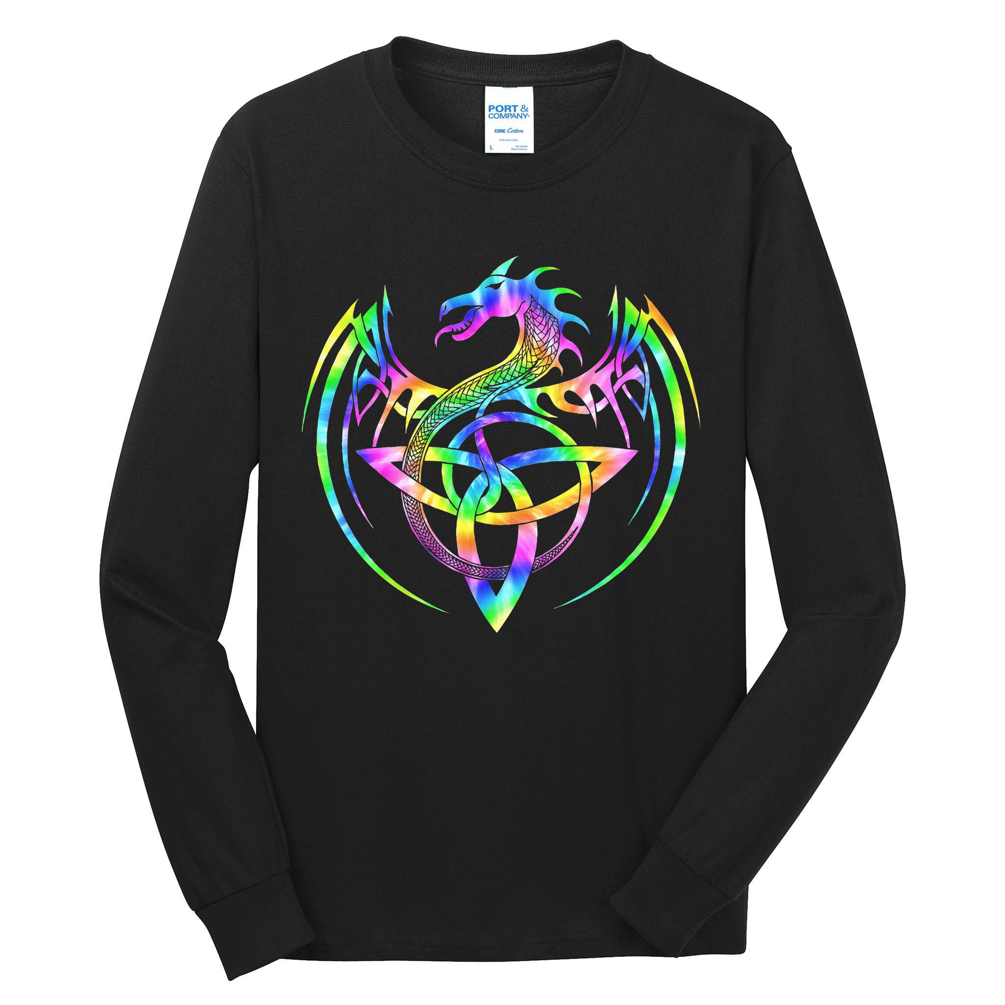 Tie Dye Tribal Celtic Knot Fantasy Dragon Tall Long Sleeve T-Shirt