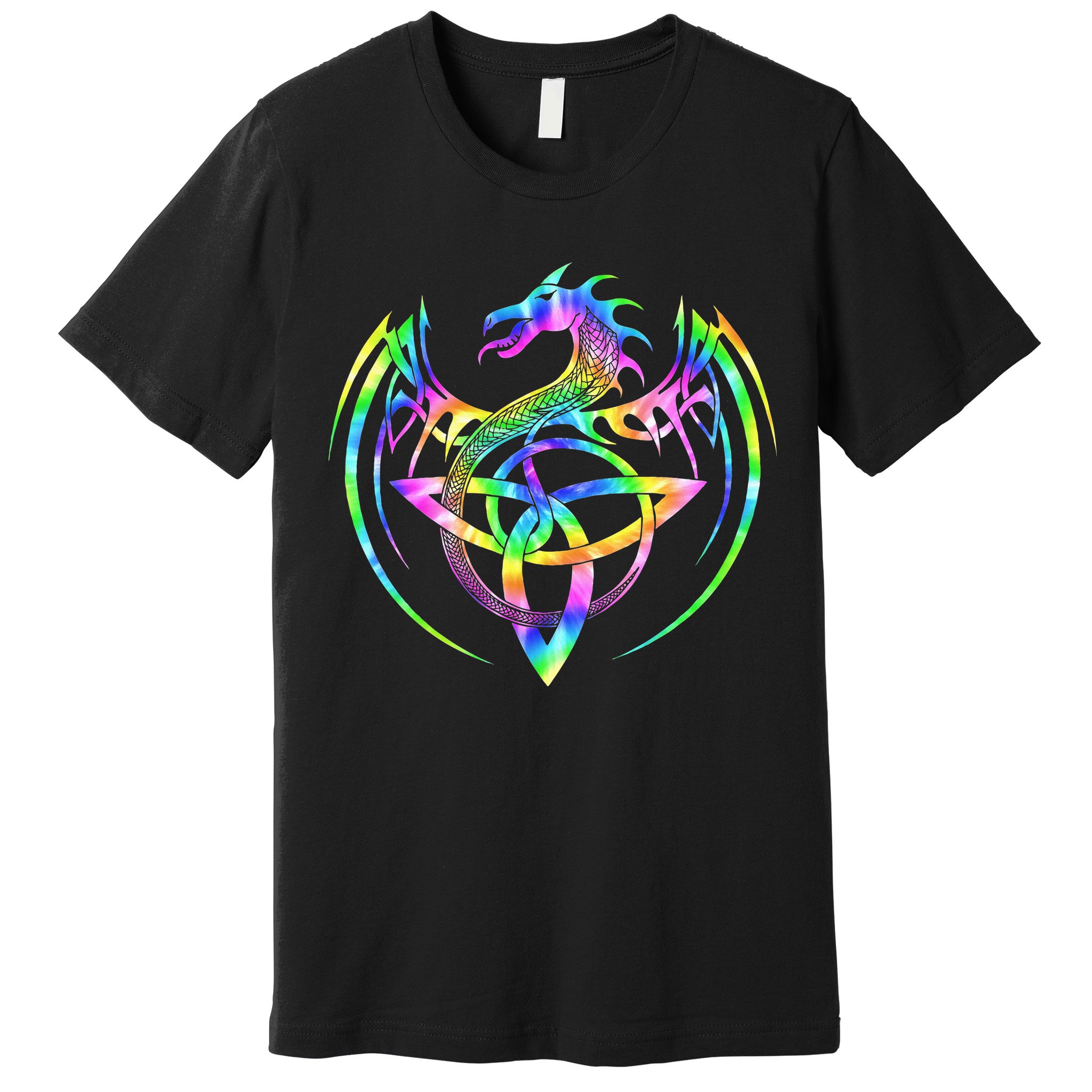 Tie Dye Tribal Celtic Knot Fantasy Dragon Premium T-Shirt