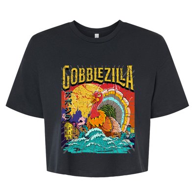 Turkey Day Thanksgiving Gobblezilla Bella+Canvas Jersey Crop Tee