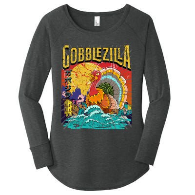 Turkey Day Thanksgiving Gobblezilla Women's Perfect Tri Tunic Long Sleeve Shirt