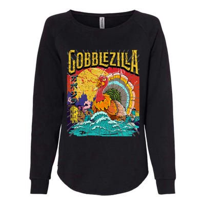 Turkey Day Thanksgiving Gobblezilla Womens California Wash Sweatshirt