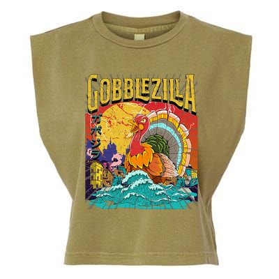 Turkey Day Thanksgiving Gobblezilla Garment-Dyed Women's Muscle Tee