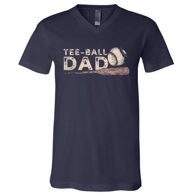 Tball Dad TBall Dad Tee Ball Daddy Sport Fathers Day V-Neck T-Shirt