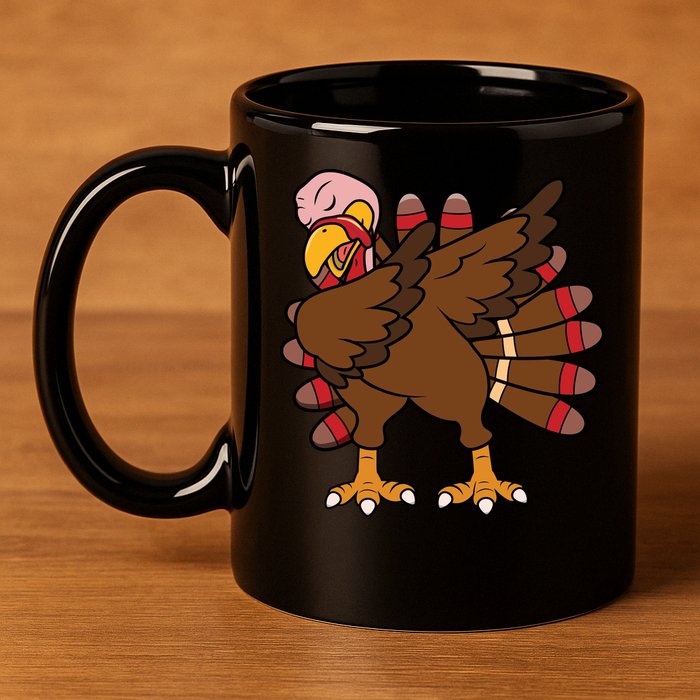 Turkey Dab Thanksgiving Funny 11oz C Handle Ceramic Mug