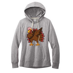 Turkey Dab Thanksgiving Funny Women's Fleece Hoodie