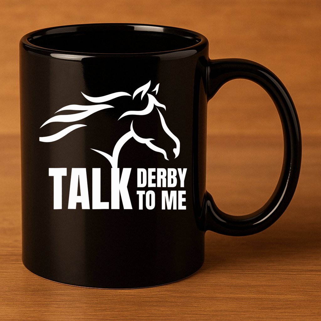 Talk Derby To Me Funny Horse Racing Gift. 11oz C Handle Ceramic Mug