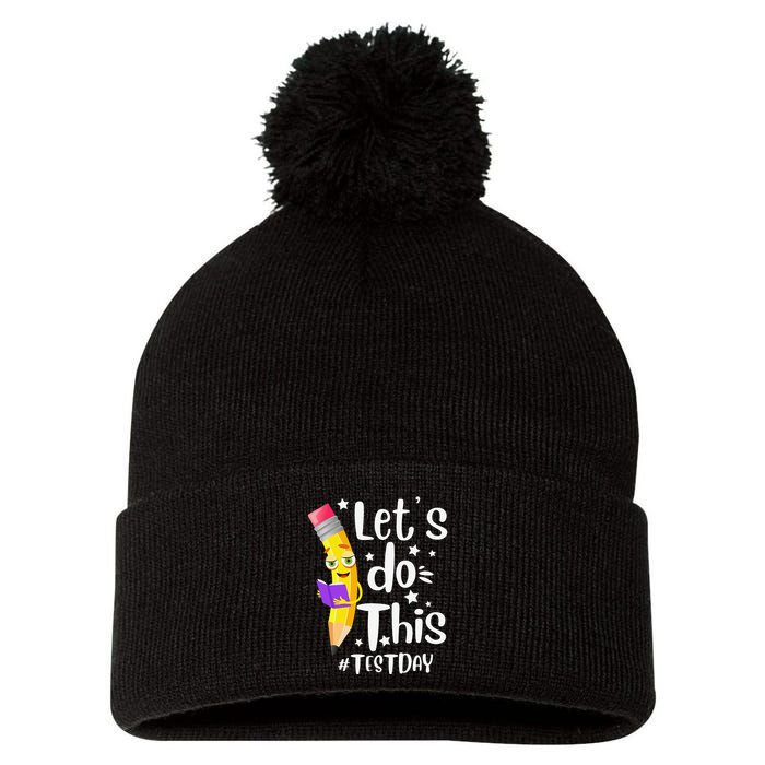 Test Day Teacher Lets do This Test day State Testing Teacher Pom Pom 12in Knit Beanie