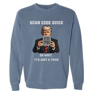 Trump Dancing Troll Qr Joke Garment-Dyed Sweatshirt