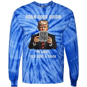 Trump Dancing Troll Qr Joke Tie-Dye Long Sleeve Shirt