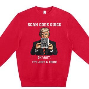 Trump Dancing Troll Qr Joke Premium Crewneck Sweatshirt