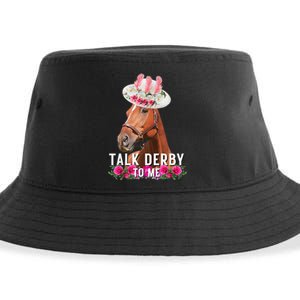 Talk Derby To Me Horse Racing Funny Derby Day Sustainable Bucket Hat