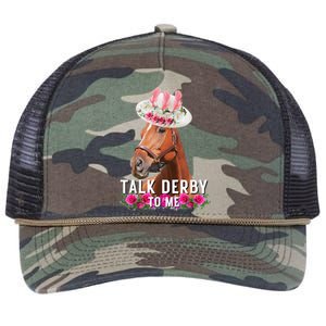 Talk Derby To Me Horse Racing Funny Derby Day Retro Rope Trucker Hat Cap