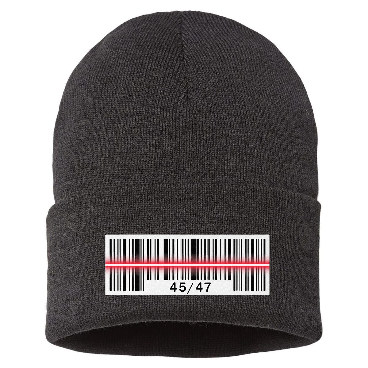 Trump Dance Troll Barcode Scan Qr Funny President Dance Code Sustainable Knit Beanie