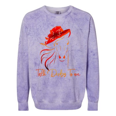 Talk Derby To Me Horse Racing Funny Derby Day Colorblast Crewneck Sweatshirt