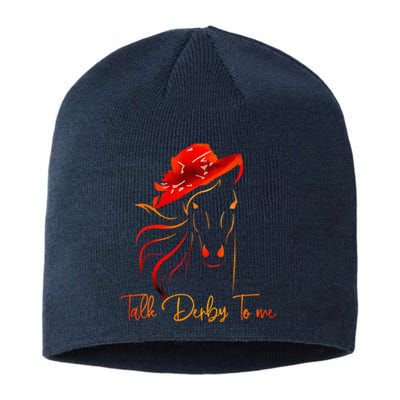 Talk Derby To Me Horse Racing Funny Derby Day Sustainable Beanie