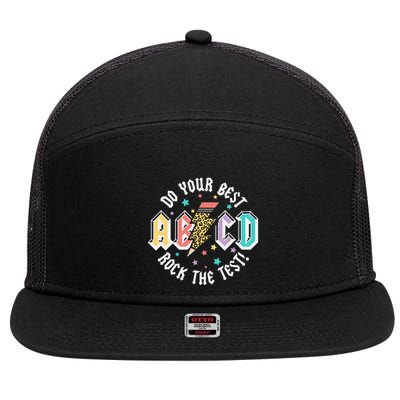 Test Day Teachers Boy Girl Abcd Rock The Test Testing Day 7 Panel Mesh Trucker Snapback Hat