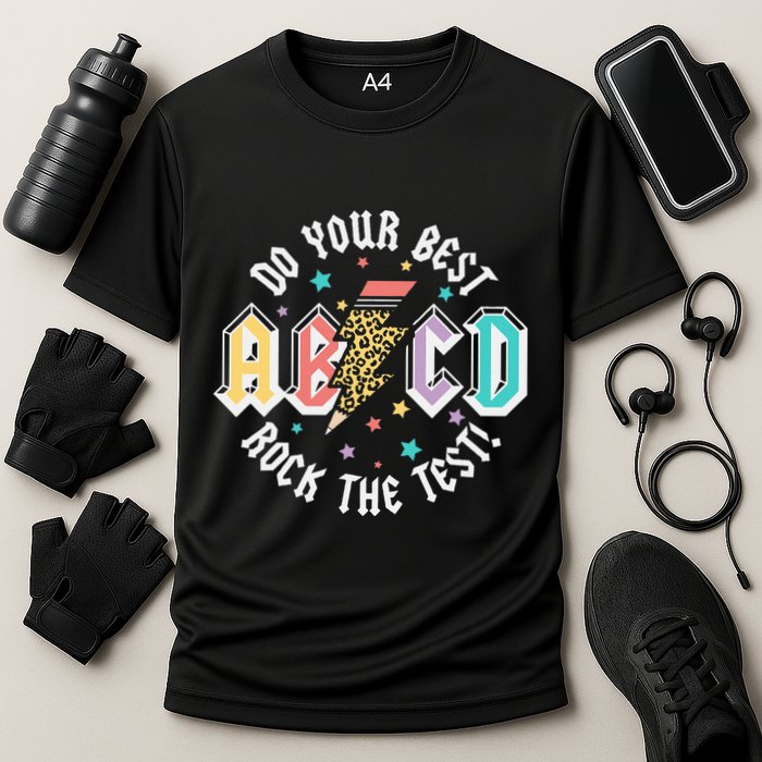 Test Day Teachers Boy Girl Abcd Rock The Test Testing Day Cooling Performance Crew T-Shirt