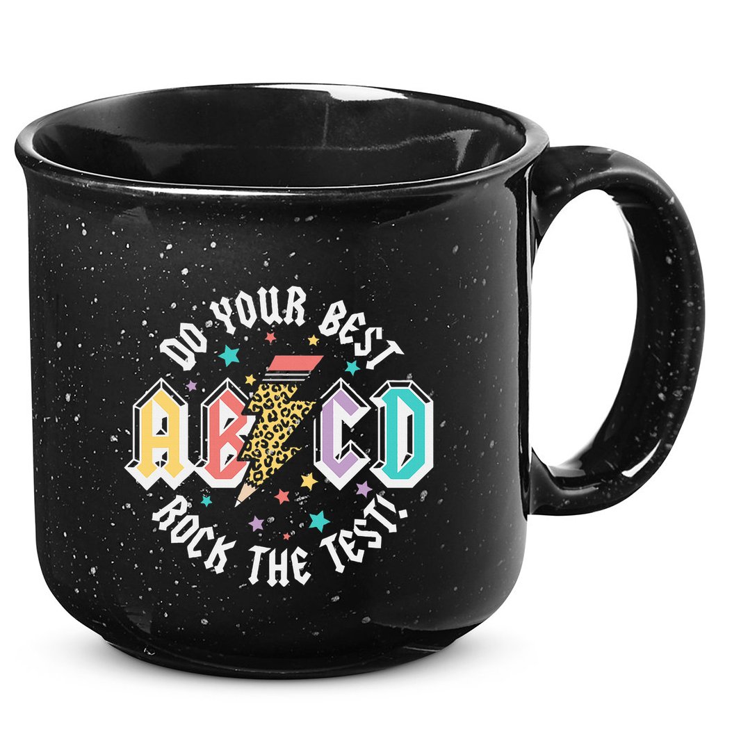 Test Day Teachers Boy Girl Abcd Rock The Test Testing Day 15oz Campfire Ceramic Mug
