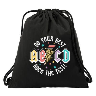 Test Day Teachers Boy Girl Abcd Rock The Test Testing Day Drawstring Bag