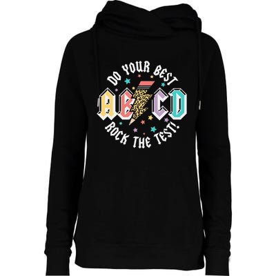 Test Day Teachers Boy Girl Abcd Rock The Test Testing Day Womens Funnel Neck Pullover Hood
