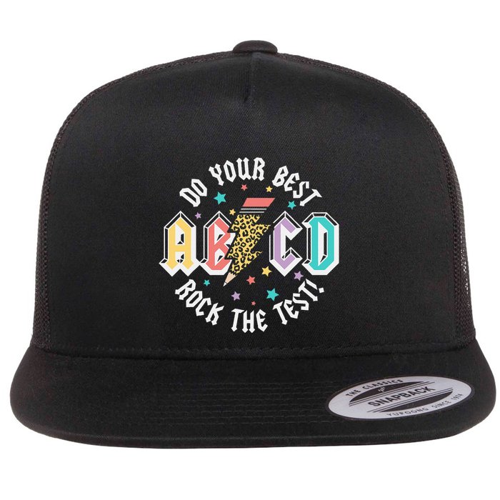 Test Day Teachers Boy Girl Abcd Rock The Test Testing Day Flat Bill Trucker Hat