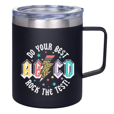 Test Day Teachers Boy Girl Abcd Rock The Test Testing Day 12oz Stainless Steel Coffee Mug