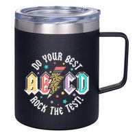 Test Day Teachers Boy Girl Abcd Rock The Test Testing Day 12oz Stainless Steel Coffee Mug