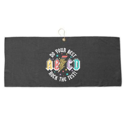 Test Day Teachers Boy Girl Abcd Rock The Test Testing Day Large Microfiber Waffle Golf Towel