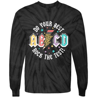 Test Day Teachers Boy Girl Abcd Rock The Test Testing Day Tie-Dye Long Sleeve Shirt