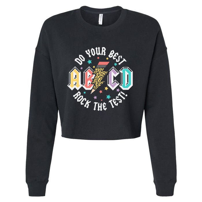 Test Day Teachers Boy Girl Abcd Rock The Test Testing Day Cropped Pullover Crew
