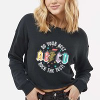 Test Day Teachers Boy Girl Abcd Rock The Test Testing Day Cropped Pullover Crew
