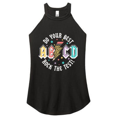 Test Day Teachers Boy Girl Abcd Rock The Test Testing Day Women's Perfect Tri Rocker Tank