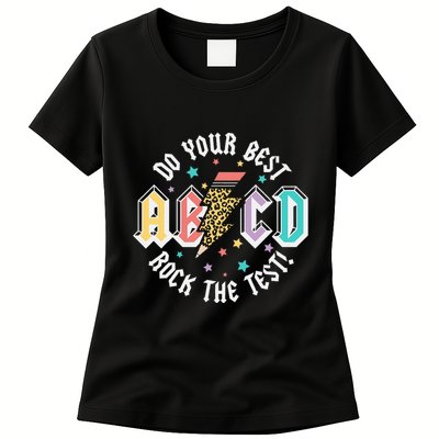 Test Day Teachers Boy Girl Abcd Rock The Test Testing Day Womens T-Shirt