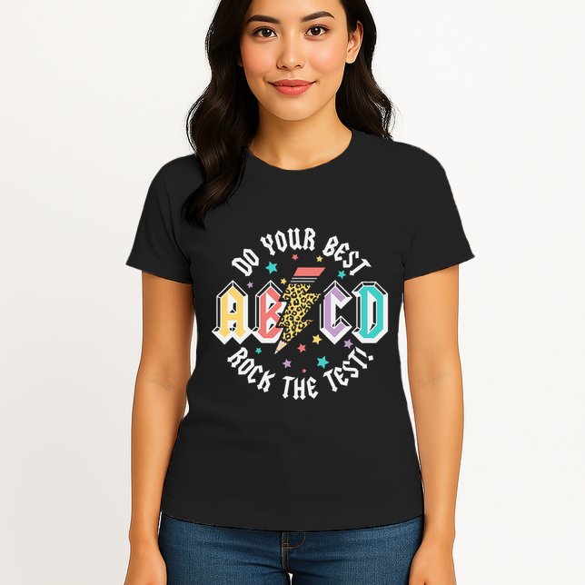 Test Day Teachers Boy Girl Abcd Rock The Test Testing Day Womens T-Shirt
