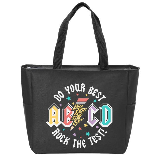 Test Day Teachers Boy Girl Abcd Rock The Test Testing Day Zip Tote Bag