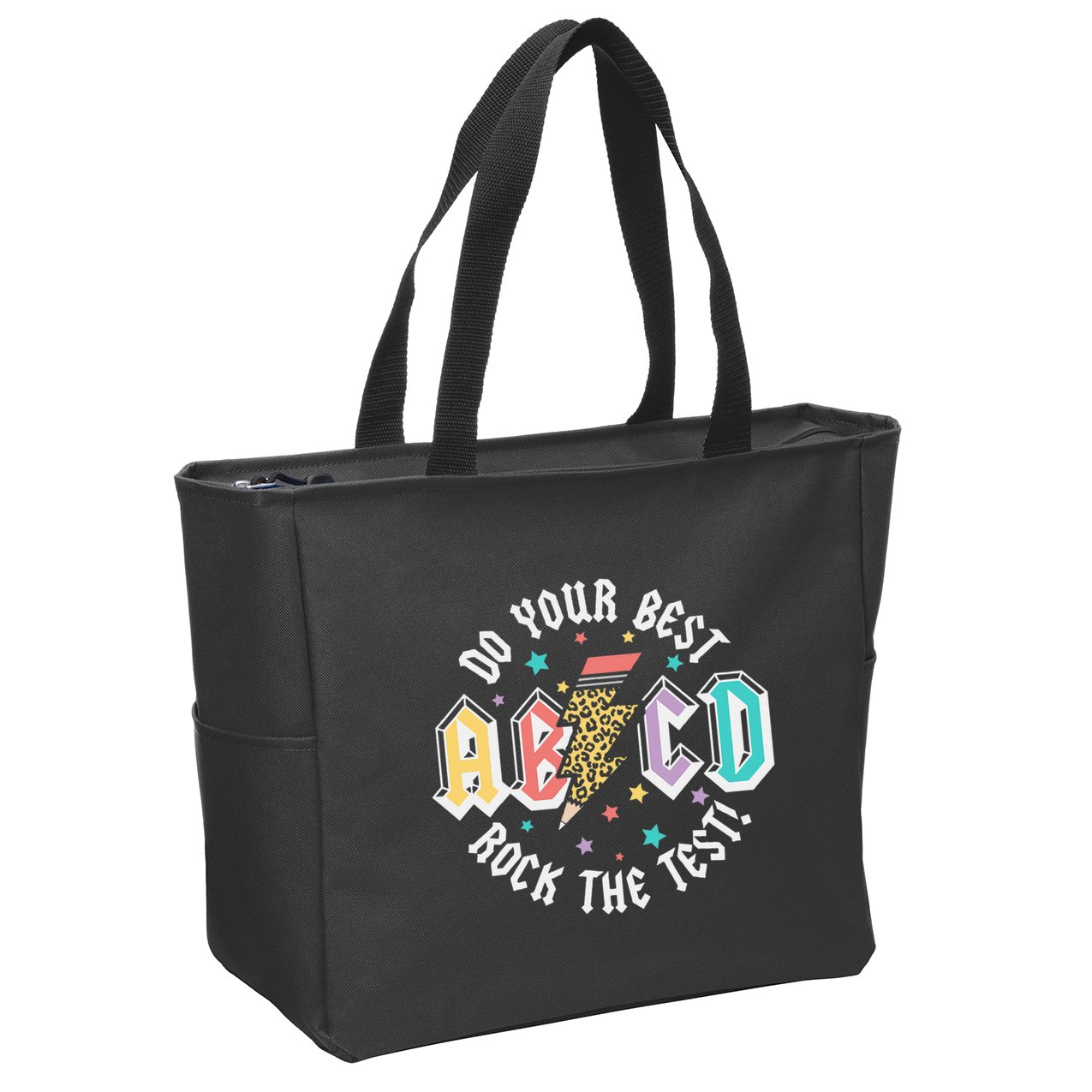 Test Day Teachers Boy Girl Abcd Rock The Test Testing Day Zip Tote Bag