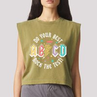 Test Day Teachers Boy Girl Abcd Rock The Test Testing Day Garment-Dyed Women's Muscle Tee