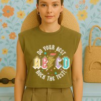 Test Day Teachers Boy Girl Abcd Rock The Test Testing Day Garment-Dyed Women's Muscle Tee
